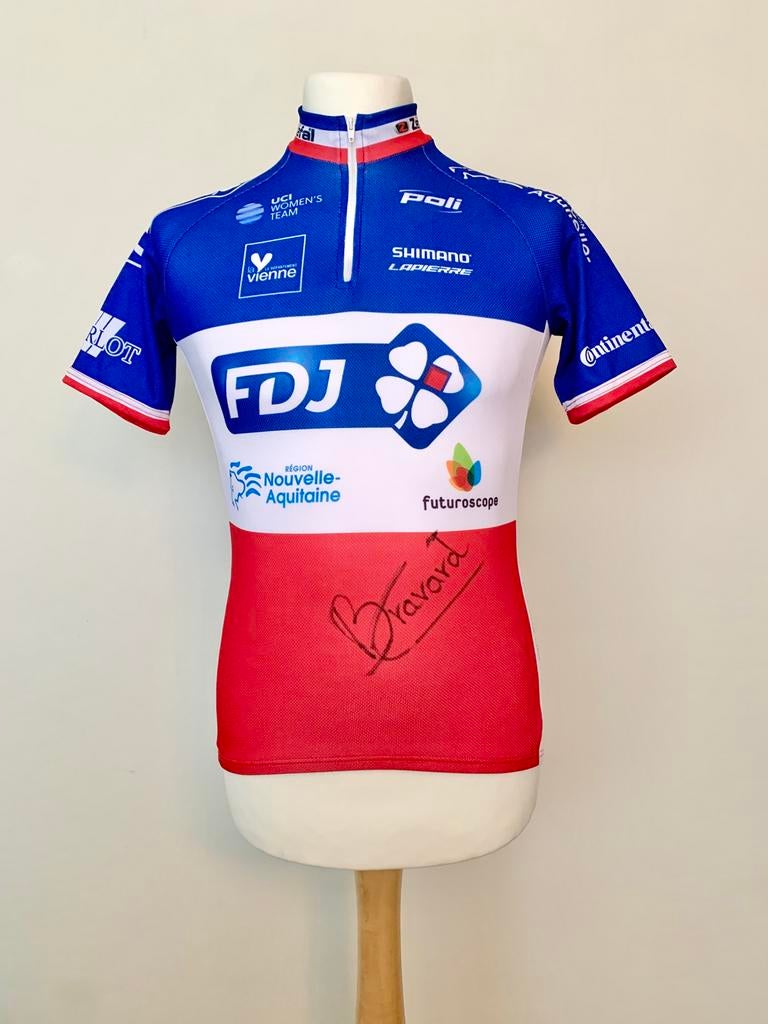 France Champion 2017 FDJ Futuroscope issue signed by Bravard, Sports & Fitness, Cyclisme, Enlèvement ou Envoi, Utilisé, Vêtements