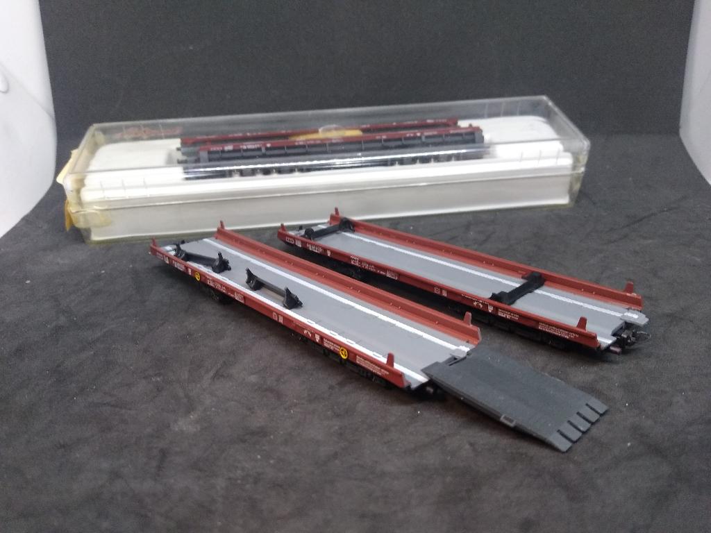 Liliput 20000 4 lage wagens voor Ro-Ro vrachwagen vervoer, Hobby en Vrije tijd, Modeltreinen | H0, Gelijkstroom, Ophalen of Verzenden