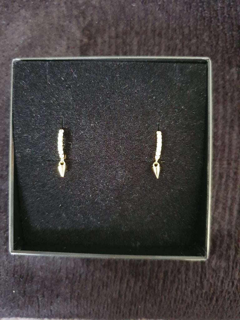 Vergulde zilveren oorbellen, Bijoux, Sacs & Beauté, Boucles d'oreilles, Enlèvement ou Envoi, Or, Comme neuf, Avec cristal