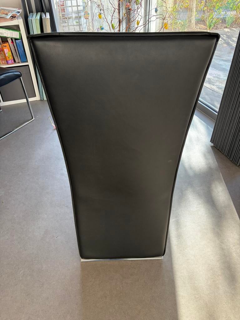 6 lederen eetkamerstoelen hoge leuning, ook apart te koop, Ophalen, Zwart, Leer, Zo goed als nieuw