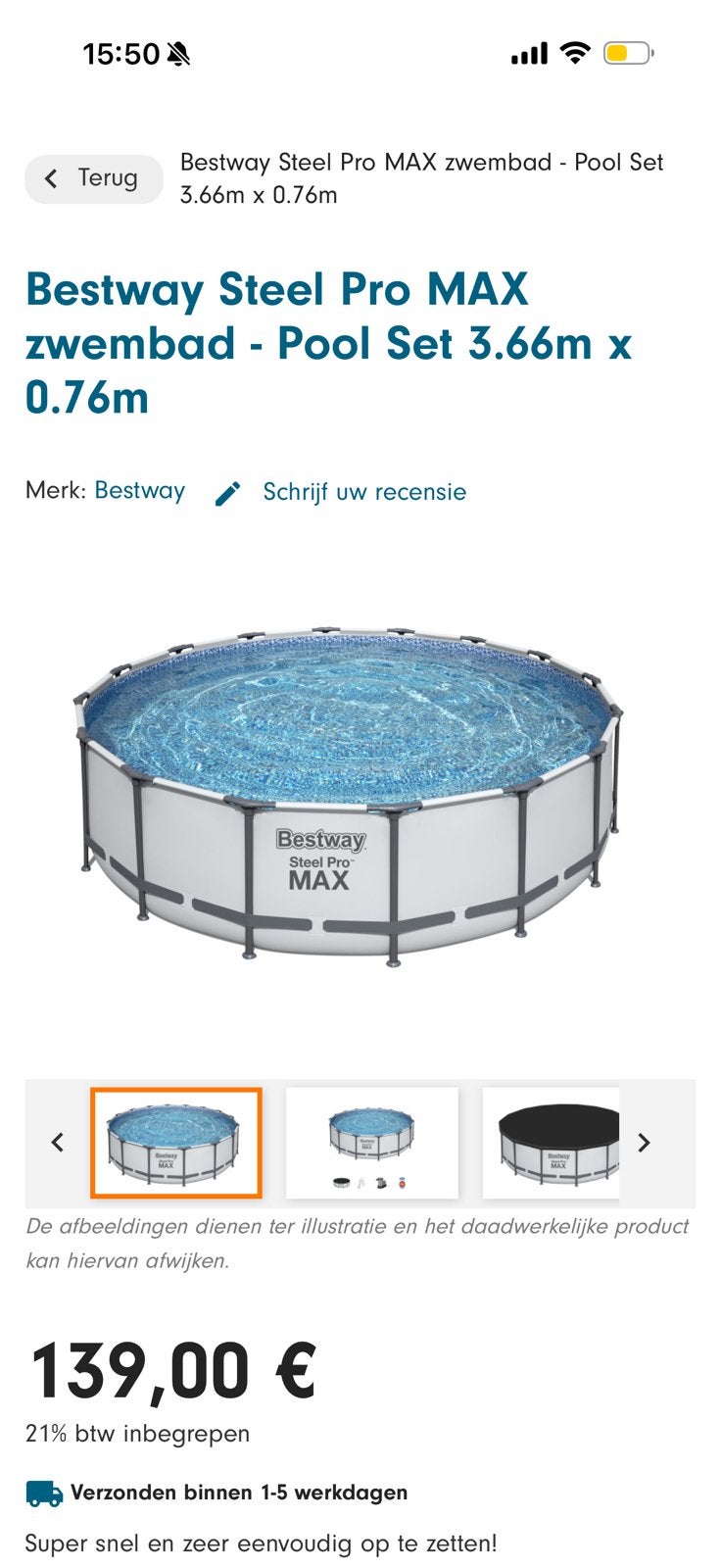 Bestway Steel Pro MAX zwembad 3.66 x 0.76 m – NIEUW, Tuin en Terras, Zwembaden, Ophalen, Nieuw