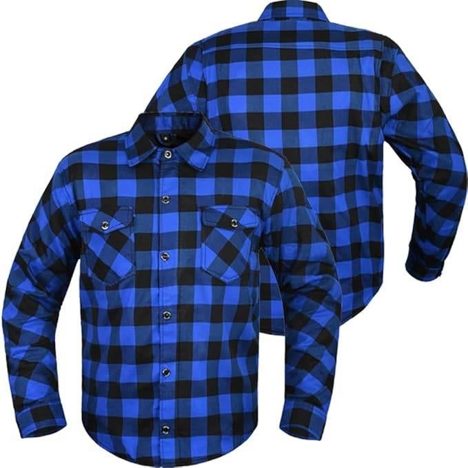 Chemise de moto en flanelle et Kevlar noir et blue neuf, Motos, Envoi, Neuf, avec ticket, Femmes, Manteau | tissu