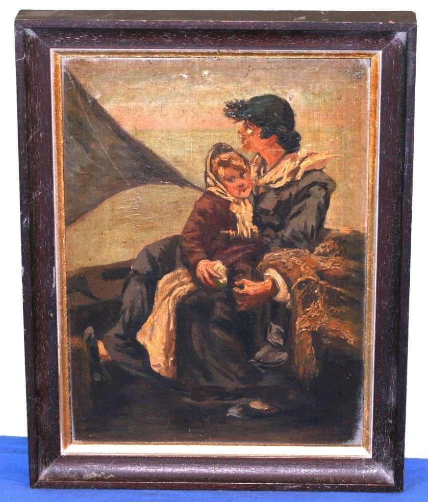 Schilderij olie op paneel - niet gesigneerd, Antiek en Kunst, Paneel, Portret of Personen, Ophalen of Verzenden, Gesigneerd
