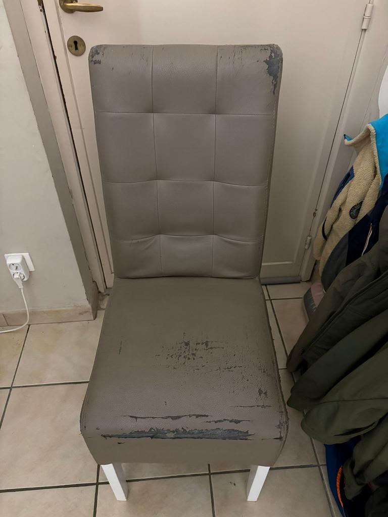 Keukentafel stoelen 6-st, Ophalen, Gebruikt, Bruin, Leer