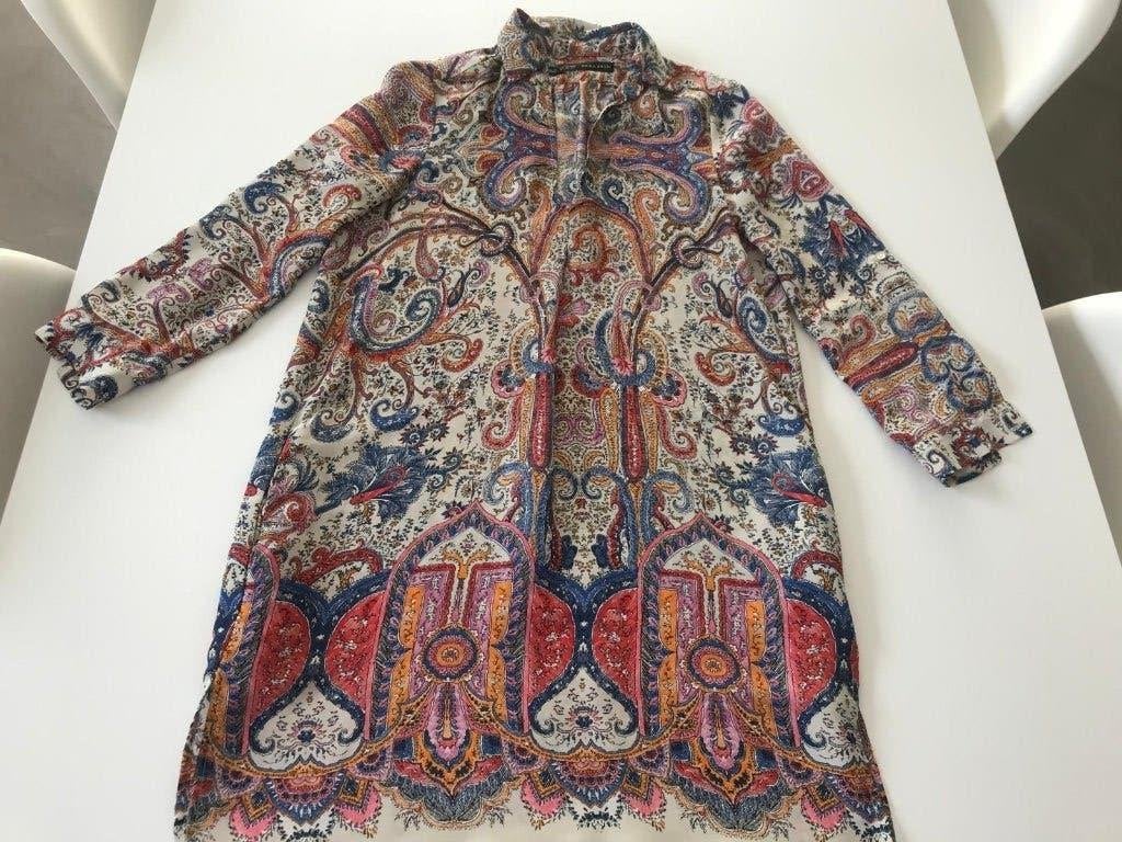 Roos/ blauw kleedje van Zara maat XS, Ophalen of Verzenden, Zo goed als nieuw, Maat 34 (XS) of kleiner, Boven de knie