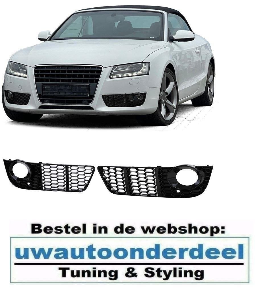 Honingraat Grill Afdekkap Mistlampen Zwart Voor Audi A5 8T, Verzenden