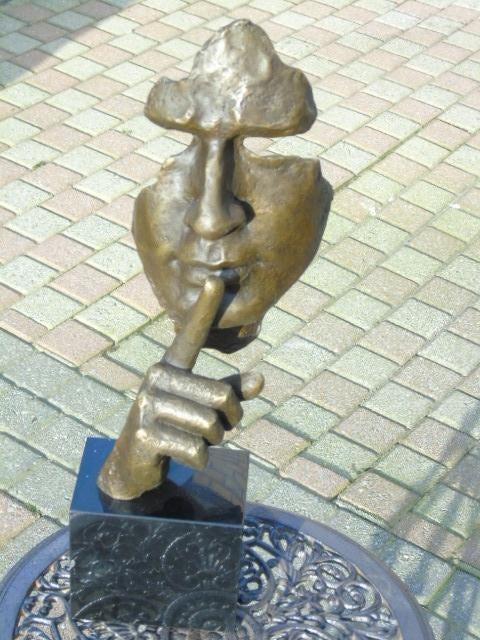 Buste van een gezicht Silence in brons gesigneerd, DALI., Ophalen of Verzenden, Brons