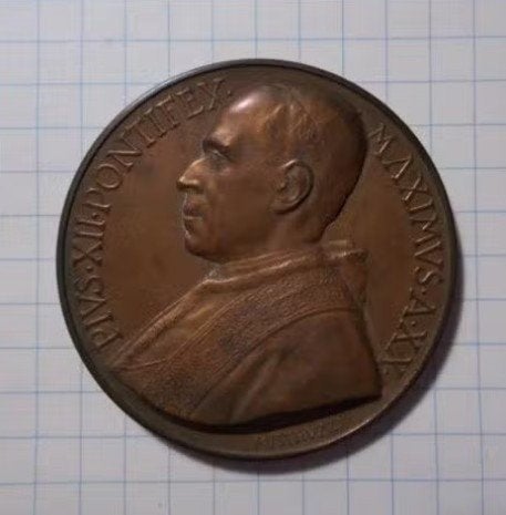 Herdenkingsmedaille Pius XII -1958, Ophalen of Verzenden, Zo goed als nieuw, Christendom | Katholiek