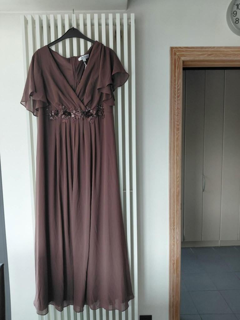 Avondjurk lang bruin, Kleding | Dames, Gelegenheidskleding, Galajurk, Bruin, Maat 46/48 (XL) of groter, Nieuw