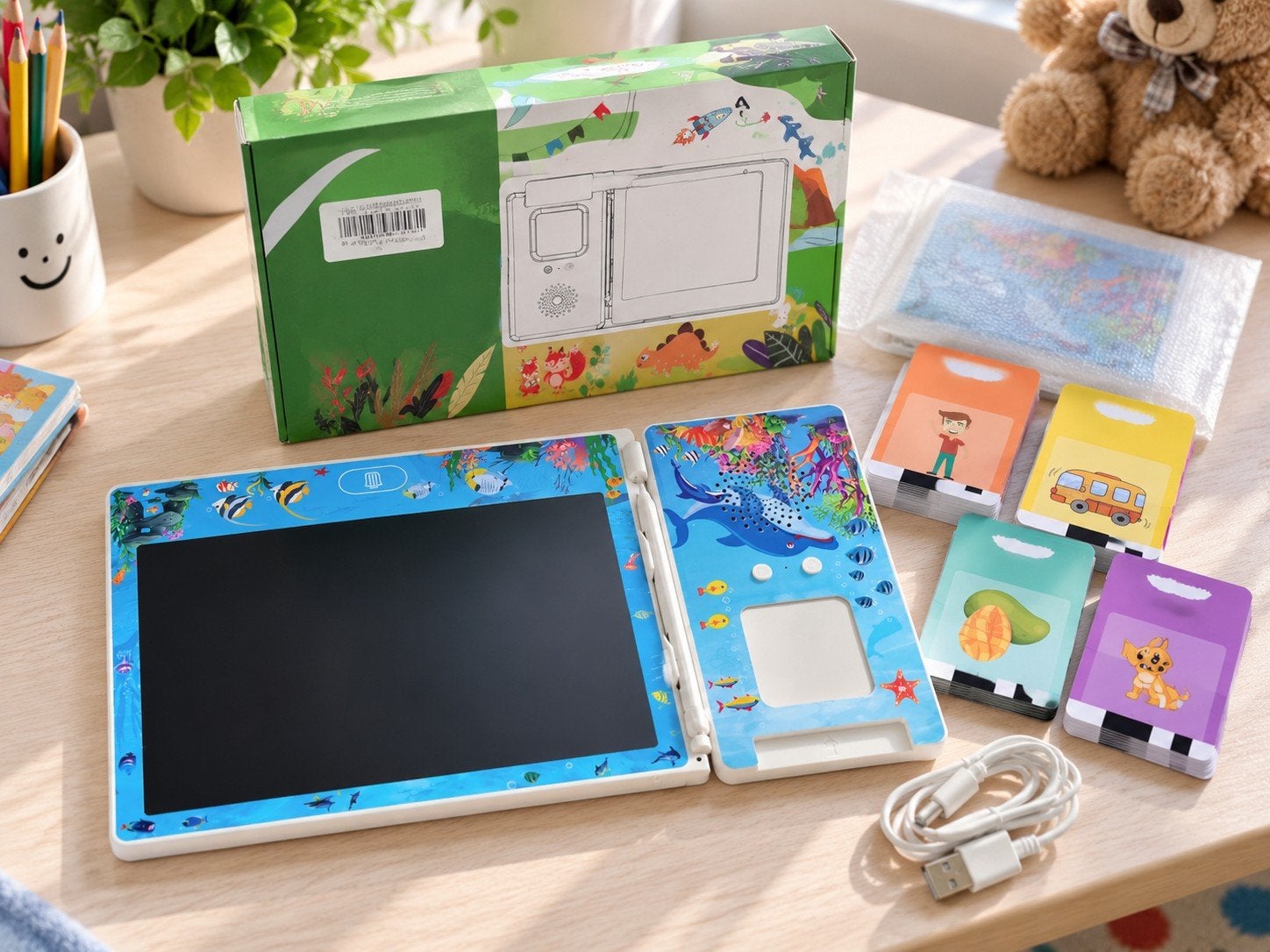 Kids LCD Writing Tablet + Talking Flash Card Reader – 112 Ca, Games en Spelcomputers, Ophalen of Verzenden, Null, Null, Null