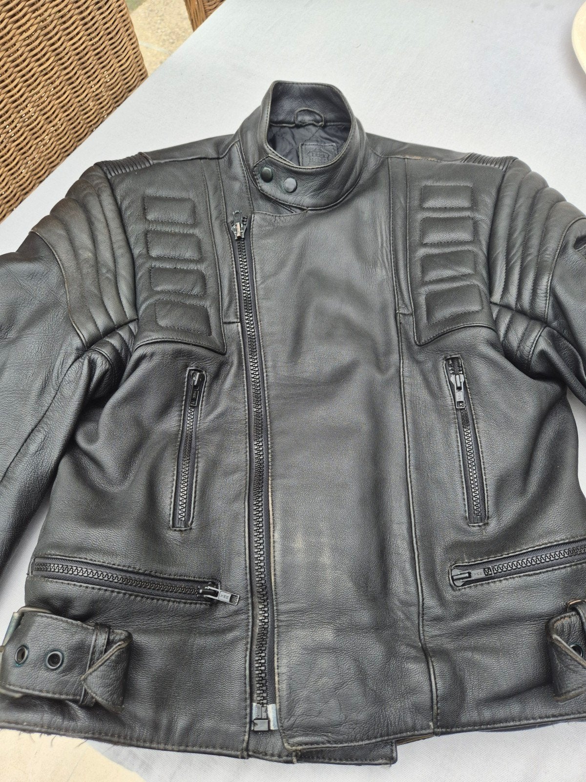 Stoere Vintage Leren Motorjas / Biker Jacket - WING maat 54, Motoren, Heren, Jas | leer, Ophalen of Verzenden, Wings