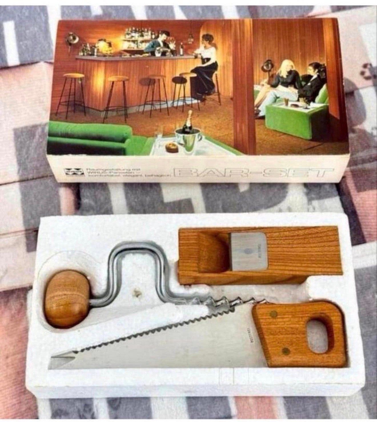 bar vintage Barset, tire-bouchon, scie fromage et râpe à vin, Enlèvement ou Envoi