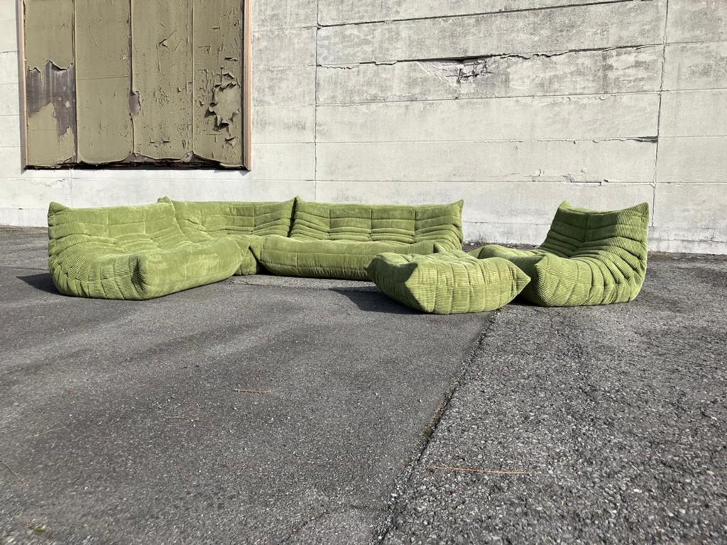 Magnifique ensemble Togo en velours côtelé vert olive, Maison & Meubles, Enlèvement ou Envoi, Togo ligne roset cinna mah jong knoll vitra cassina b&b italia