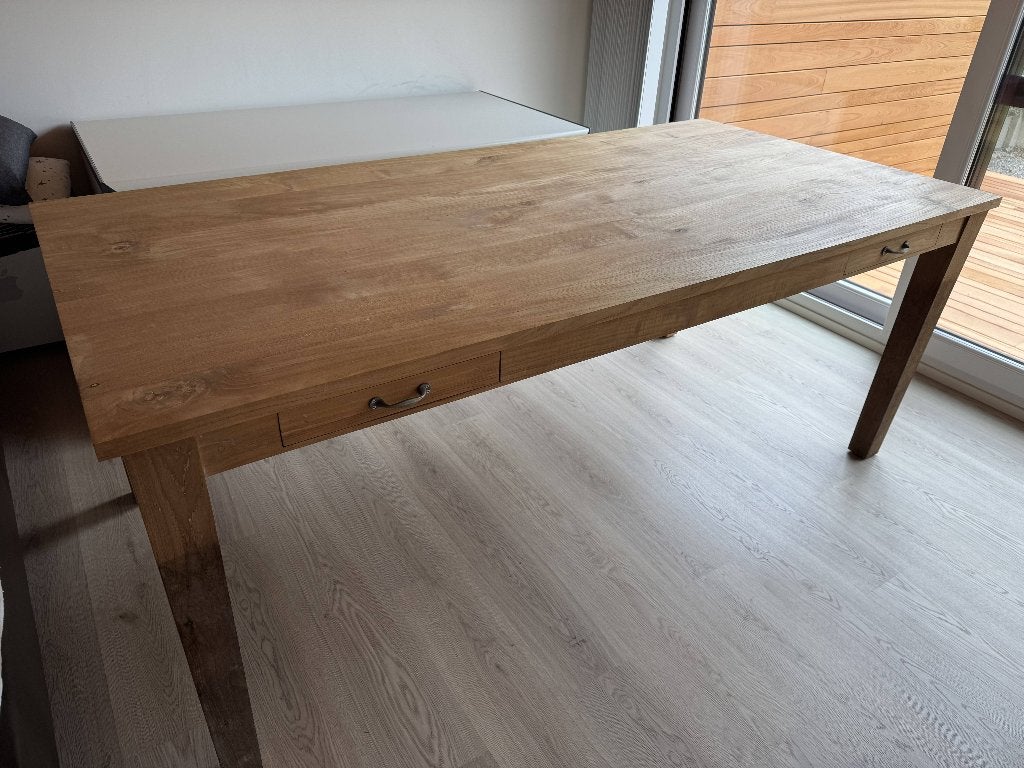 Tafel en stoelen, Ophalen, Gebruikt, 100 tot 150 cm, Teakhout