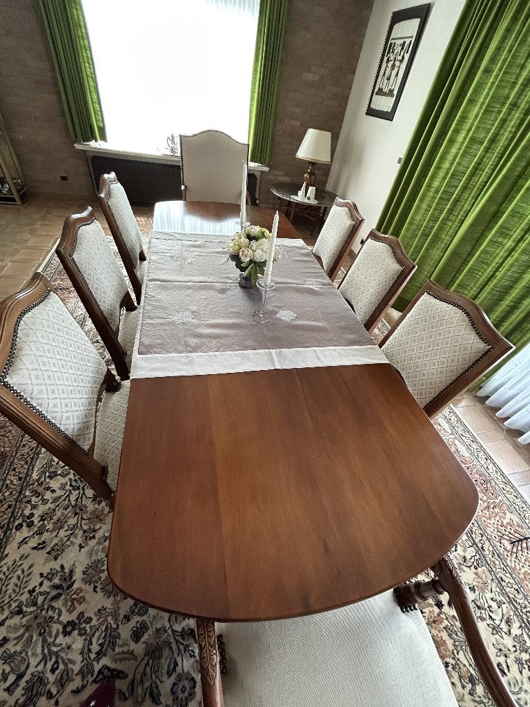 Grote verlengbare tafel (vol kersenhout, Louis XIV), Huis en Inrichting, Ophalen, 200 cm of meer, 50 tot 100 cm, Zo goed als nieuw