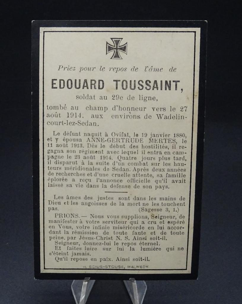 Carte de prière française 29e regt de ligne 1914, Enlèvement ou Envoi, Armée de terre, Autres types
