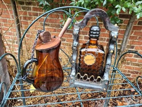 Vintage amberkleurige whisky / sangria set, Ophalen
