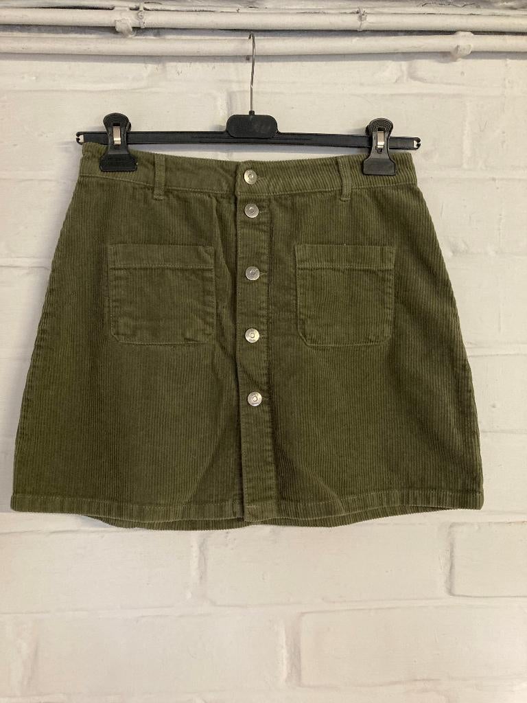 Kaki rok in geribbelde velours, JDY, Medium, Maat 38/40 (M), Ophalen of Verzenden, Zo goed als nieuw, JDY