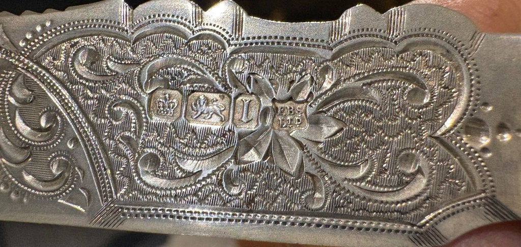Sterling  bestek zilver mes met parelmoer., Ophalen, Zilver
