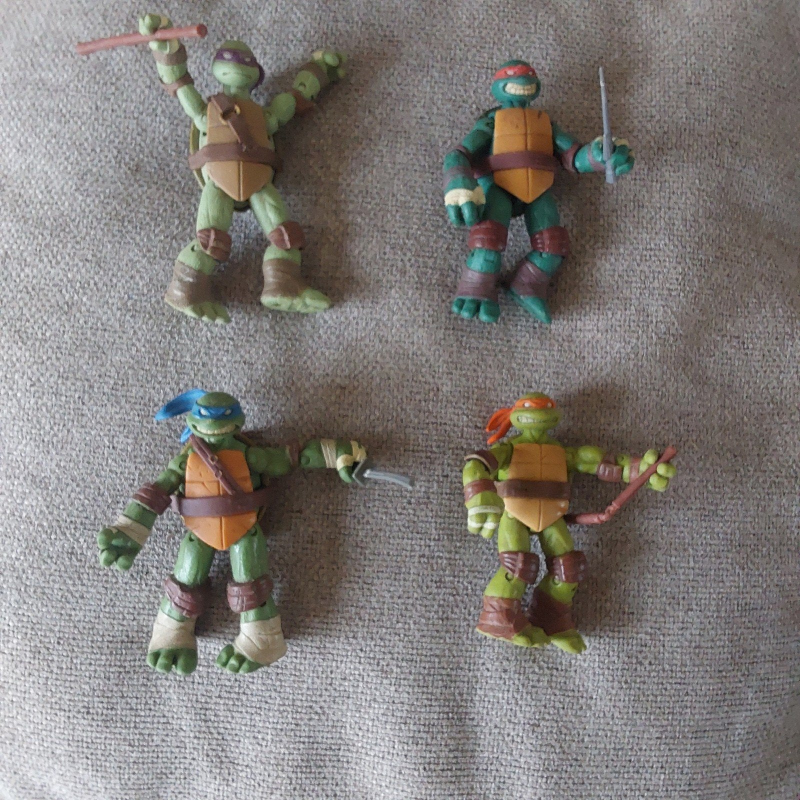 4 turtles figuren met wapens, Kinderen en Baby's, Speelgoed | Actiefiguren, Ophalen of Verzenden