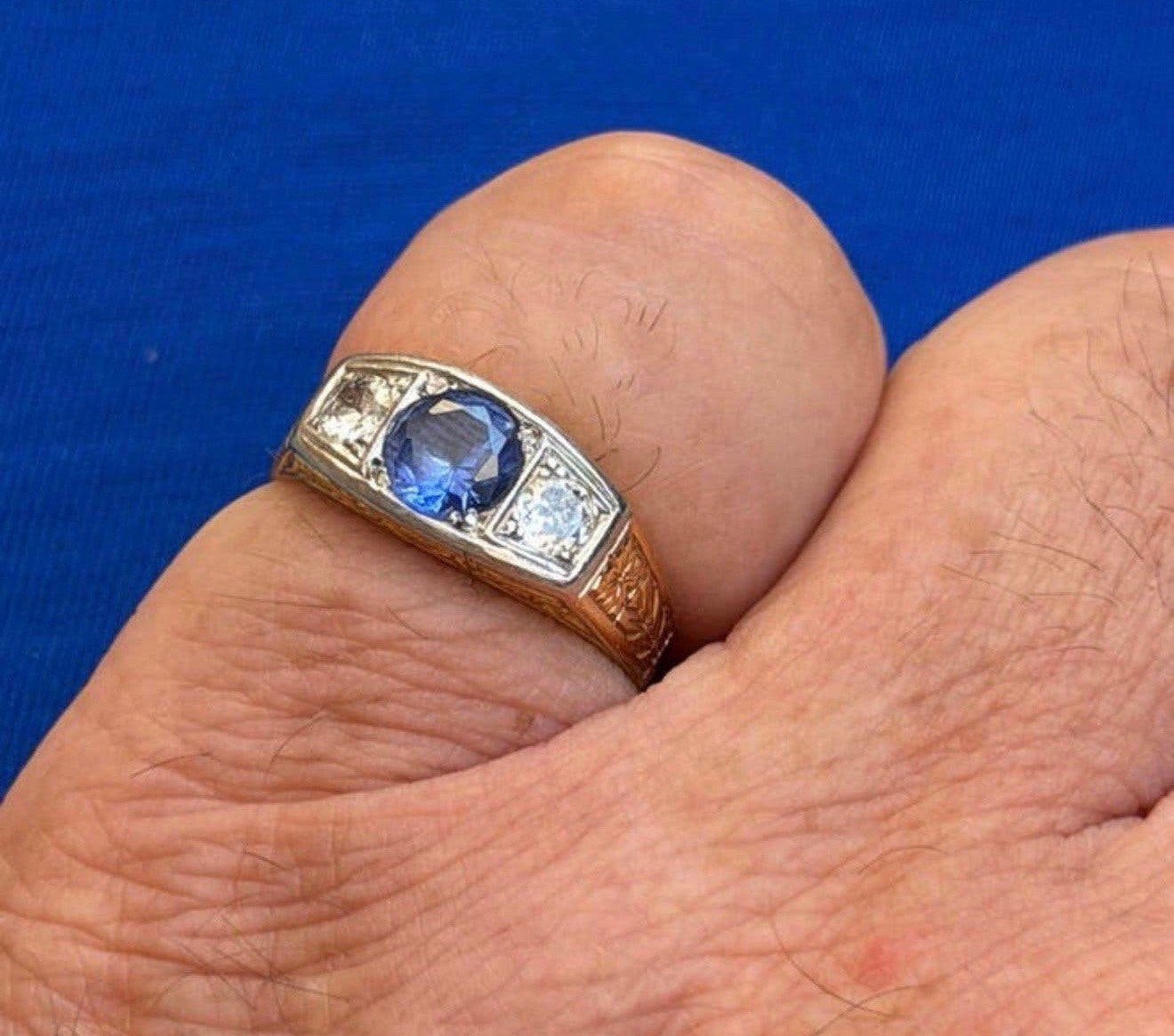 18 karaat gouden ring met natuurlijke diamant en tanzaniet!, 18 tot 19, Ophalen of Verzenden, Dame of Heer, Met edelsteen