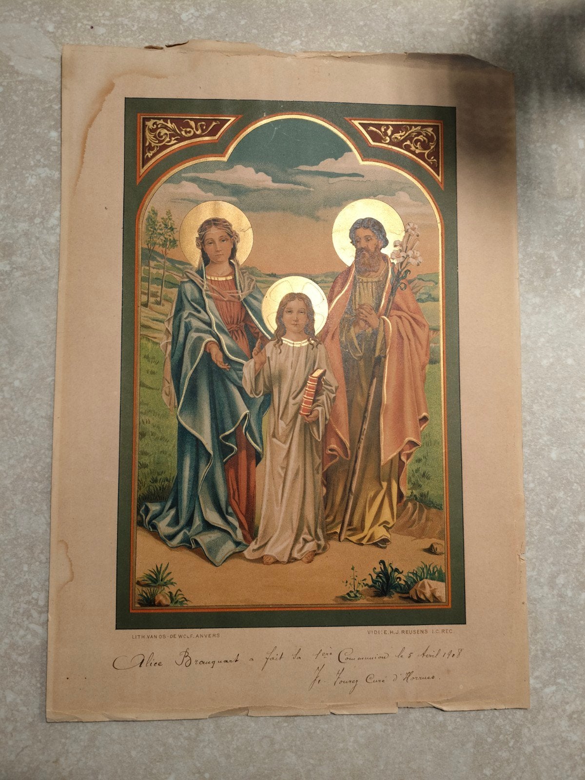 antieke chromo litographie uit 1908, Antiek en Kunst, Ophalen of Verzenden