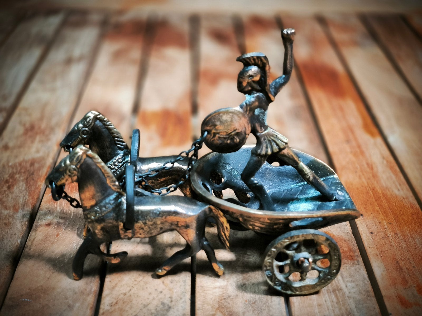 Statue Char avec gladiateur et chevaux en bronze, Enlèvement ou Envoi, Utilisé