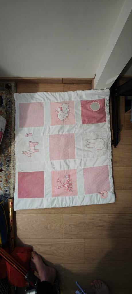 Nijntje boxkleed in roze en witte babyribstof, Enfants & Bébés, Parcs, Enlèvement, Tapis de parc