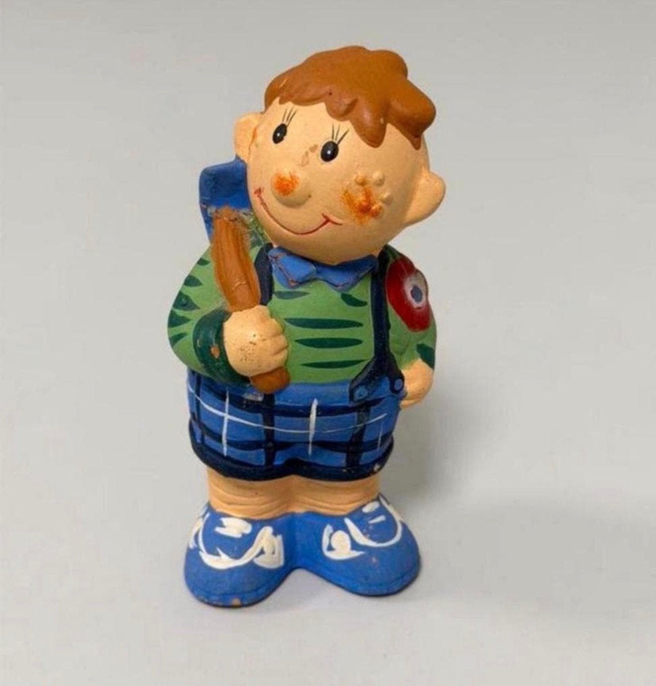 Vintage handbeschilderd jongensbeeldje – 12 cm – Decoratief, Ophalen of Verzenden