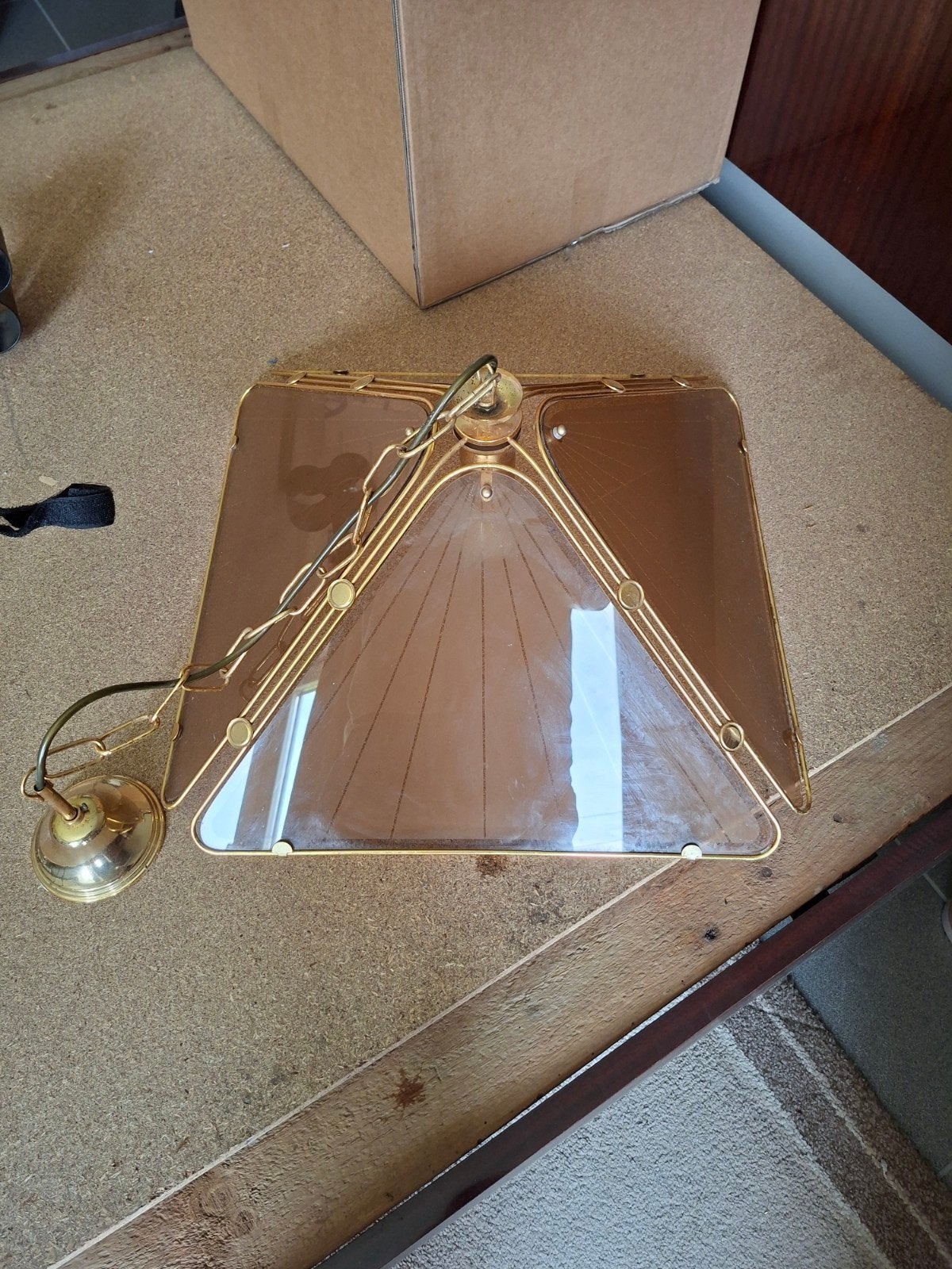 Vintage Hollywood Regency Hanglamp – Jaren 70/80 – Messing &, Ophalen