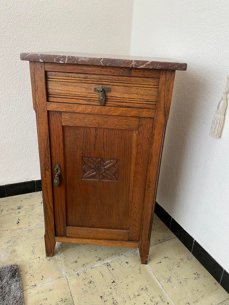 Prachtig eiken vintage nachtkastje, Ophalen, Zo goed als nieuw