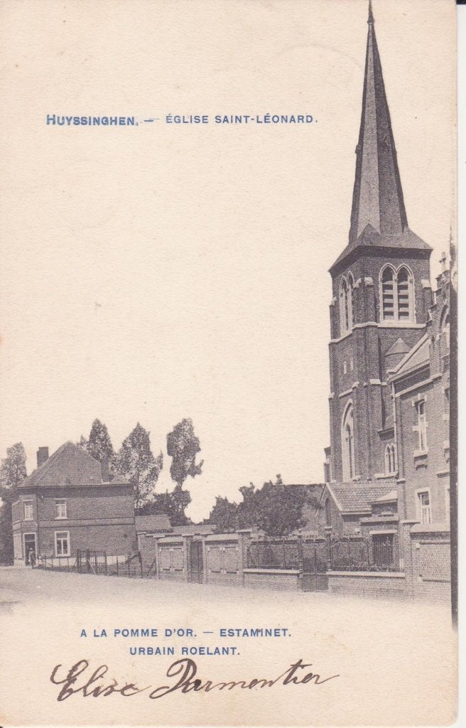 HUIZINGEN -  Kerk Saint-Léonard  + 120 jaar oud !!  TOP !!, Ophalen of Verzenden, Voor 1920, Gelopen, Vlaams-Brabant