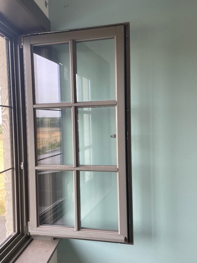 5 Meranti houten ramen 140x140 cm - dubbele beglazing, Ophalen, Gevelraam of Ruit, Gebruikt, 120 tot 160 cm