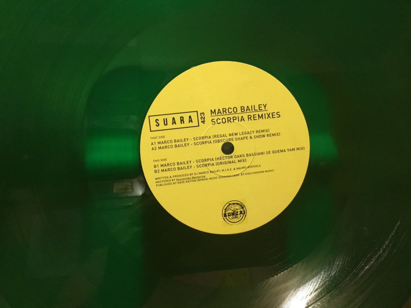 Bonzai. DJ Marco Bailey. Scorpia. Green Vinyl, Cd's en Dvd's, Ophalen of Verzenden, Zo goed als nieuw