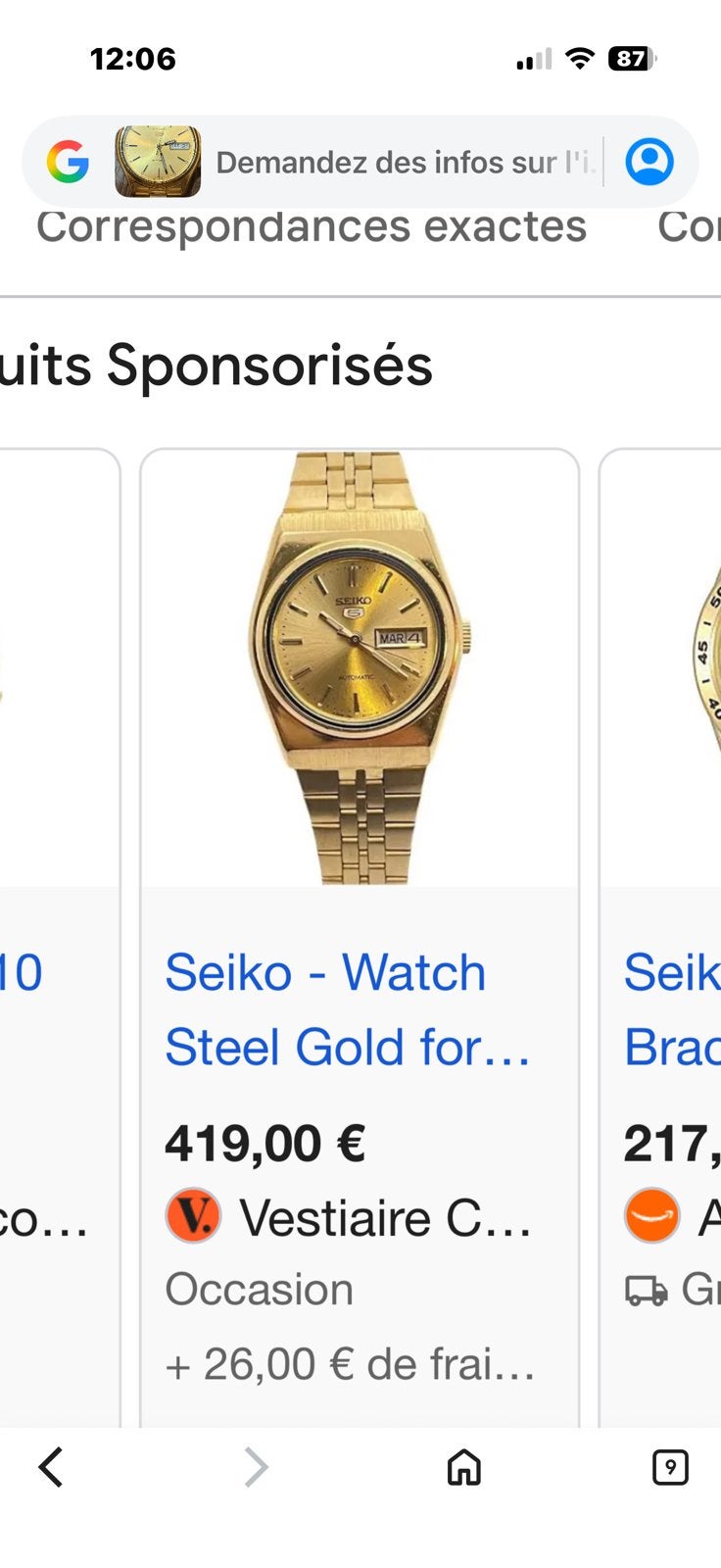 Montre seiko, Montre-bracelet, Seiko, Enlèvement, Acier
