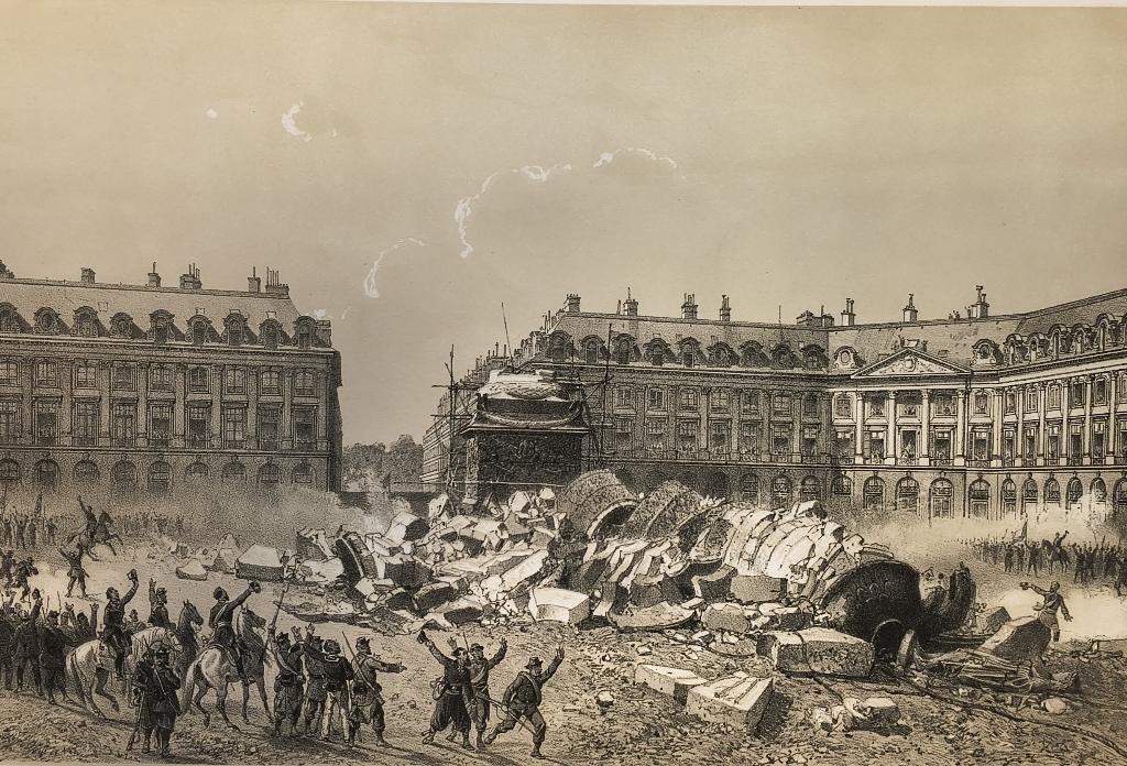COLONNE DE LA PLACE VENDÔME - Paris et ses ruines, Antiek en Kunst, Ophalen of Verzenden, Stadsgezicht, Lithografie