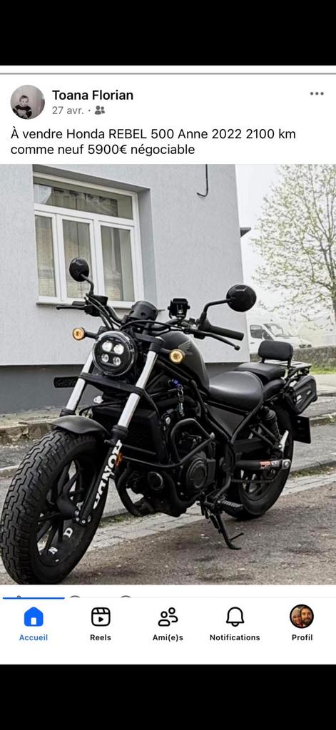 Honda 500 Rebel, Occasion, Particulier