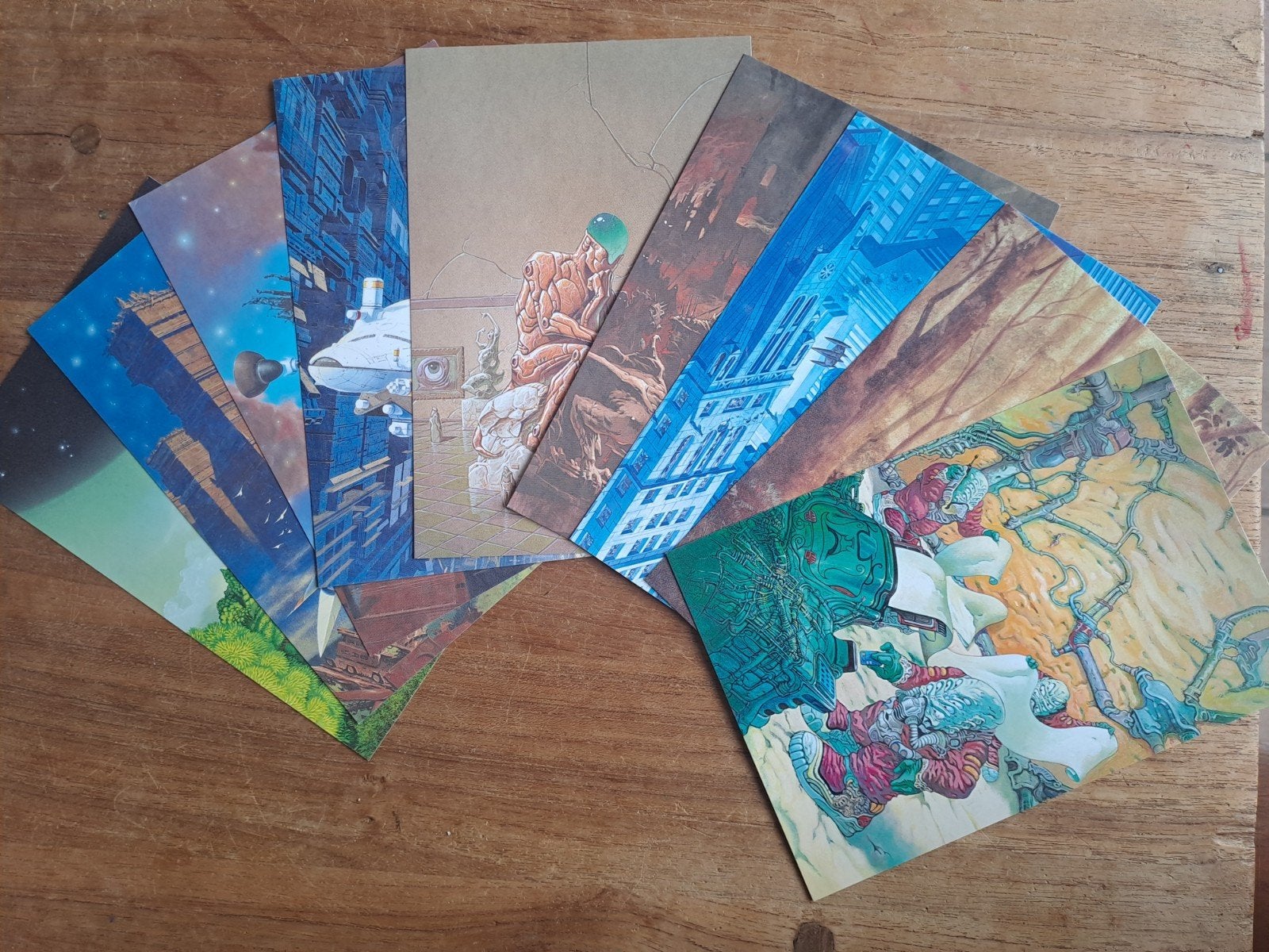 Set van 9 promotionele postkaarten met SF illustraties, Enlèvement ou Envoi