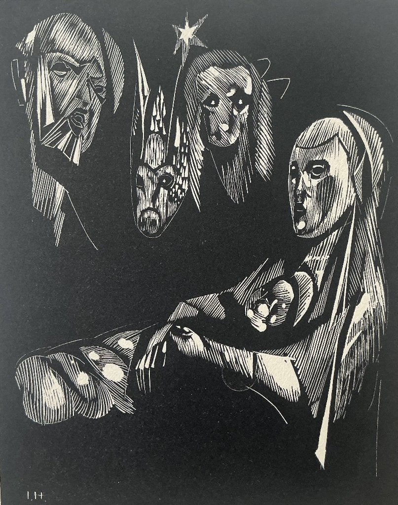 Houtsnede Jos Hendrickx (1906-1971), Ophalen, Houtsnede