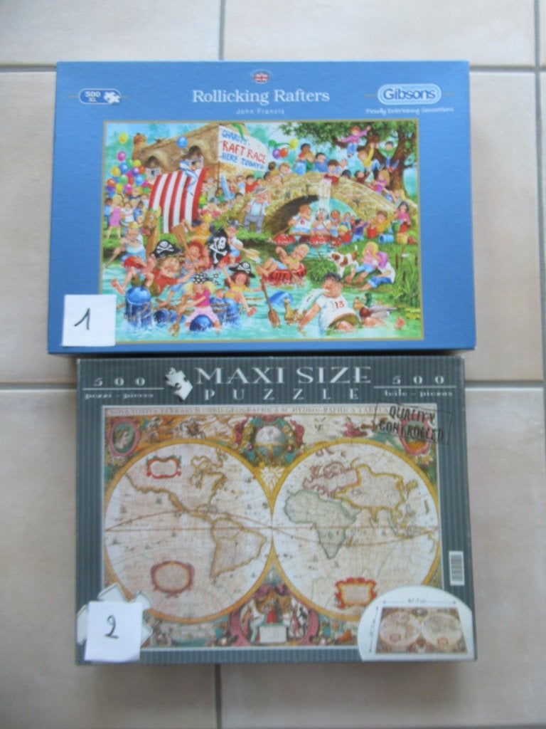 2 leuke volledige puzzels van 500 stukjes, zo goed als nieuw, Hobby en Vrije tijd, Ophalen, 500 t/m 1500 stukjes, Zo goed als nieuw