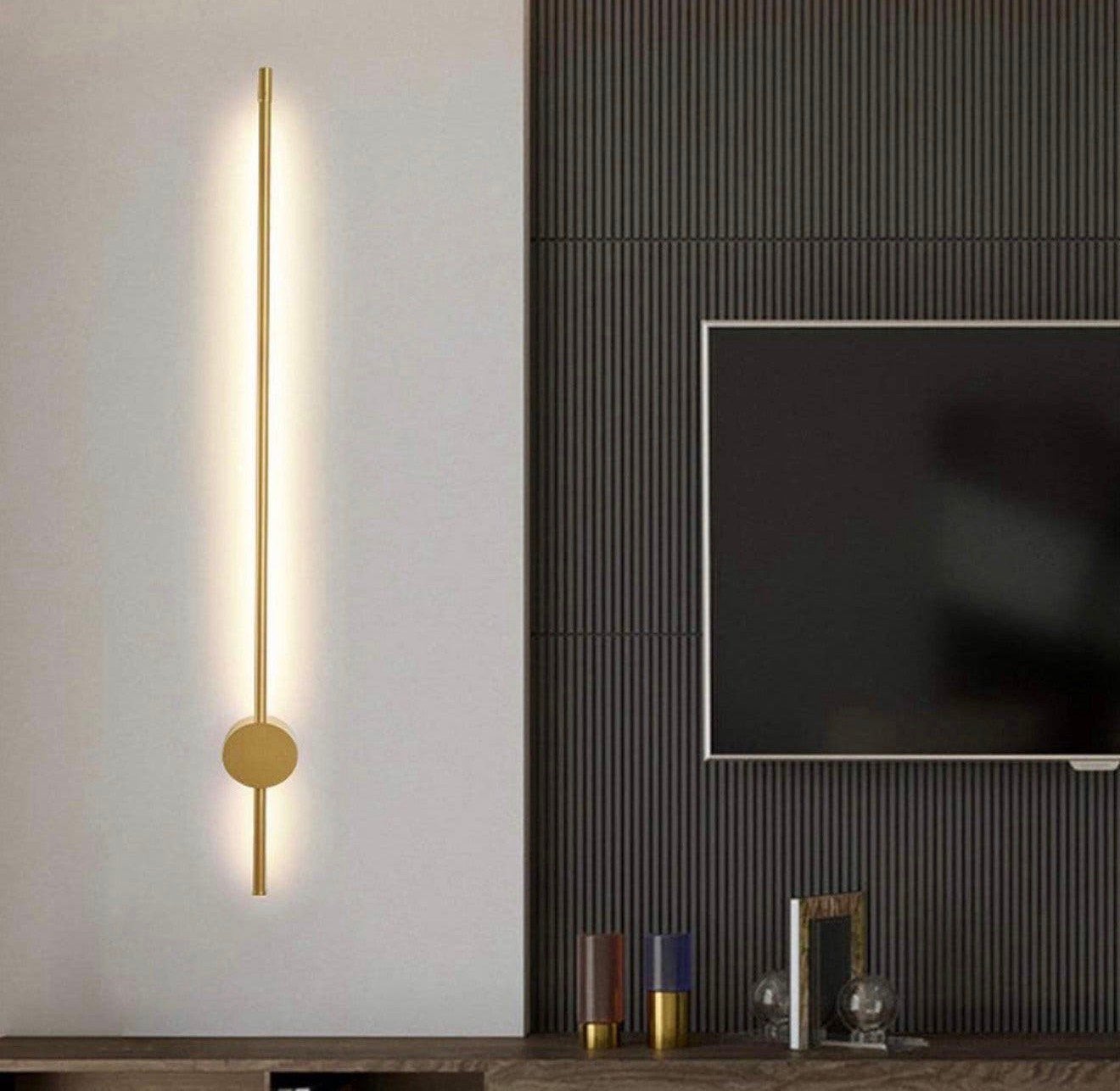 Applique murale Led Line tige dorée, 60cm lampe moderne luxe, Enlèvement ou Envoi, Neuf, Ampoule LED, Dimmable