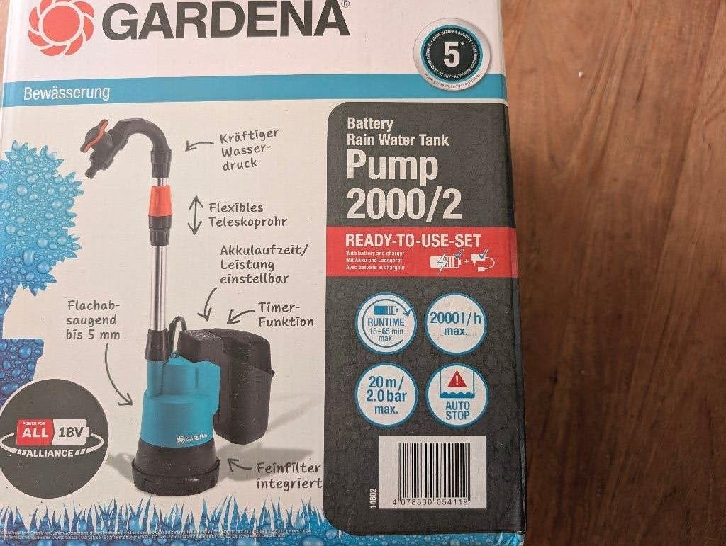 Topprijs. GARDENA inox regentonpomp 4700/2 inox: € 70, Ophalen of Verzenden, Nieuw, Elektrisch, Regentonpomp