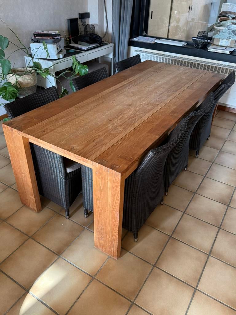 Eettafel van Teakhout, Teck, Comme neuf, 100 à 150 cm, Enlèvement