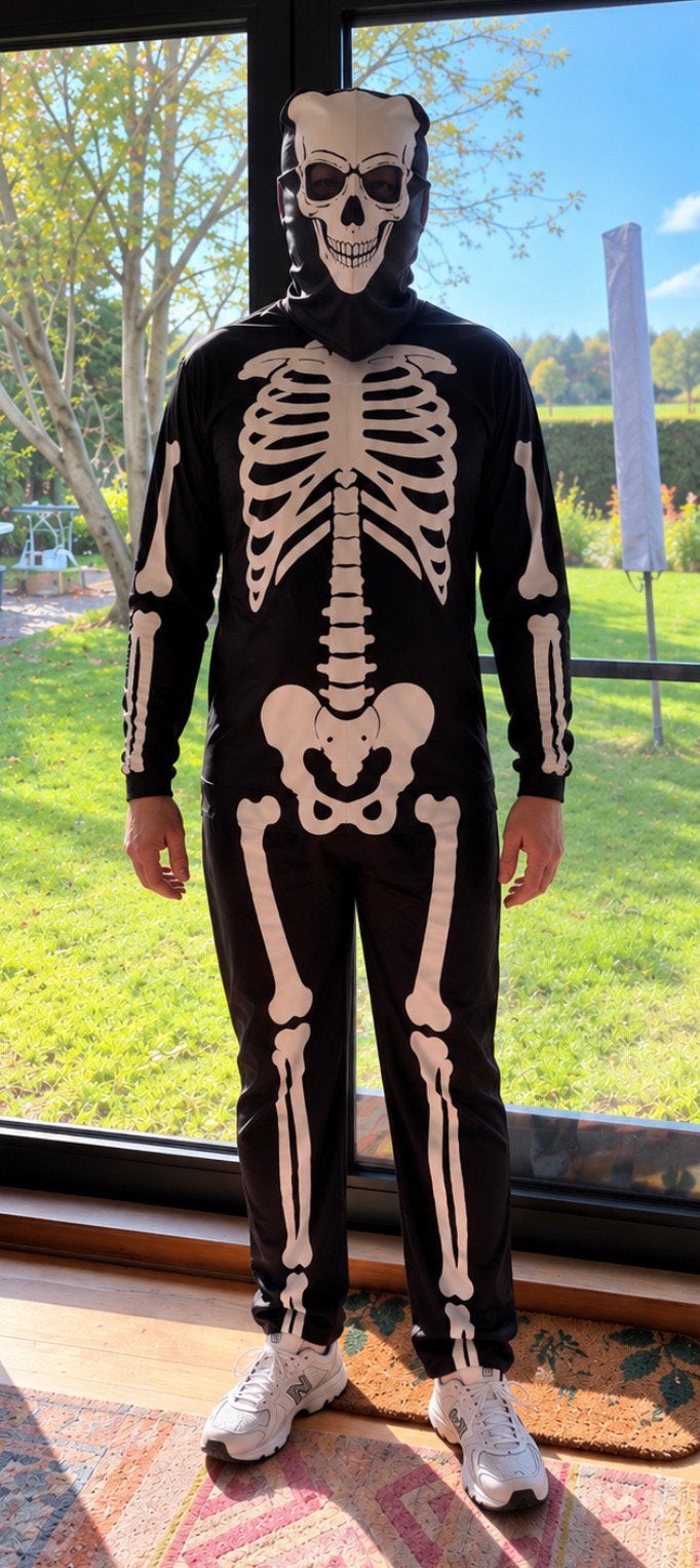 Halloween skeletpak met masker, Ophalen, Zo goed als nieuw
