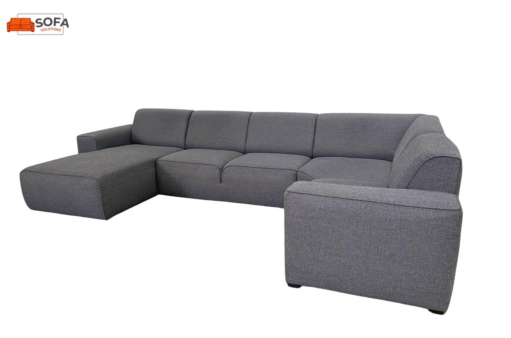 Grote Grijze Stoffen U-Hoekzetel – Gratis Levering BE, Hoekbank, 75 tot 100 cm, Ophalen of Verzenden, Zo goed als nieuw