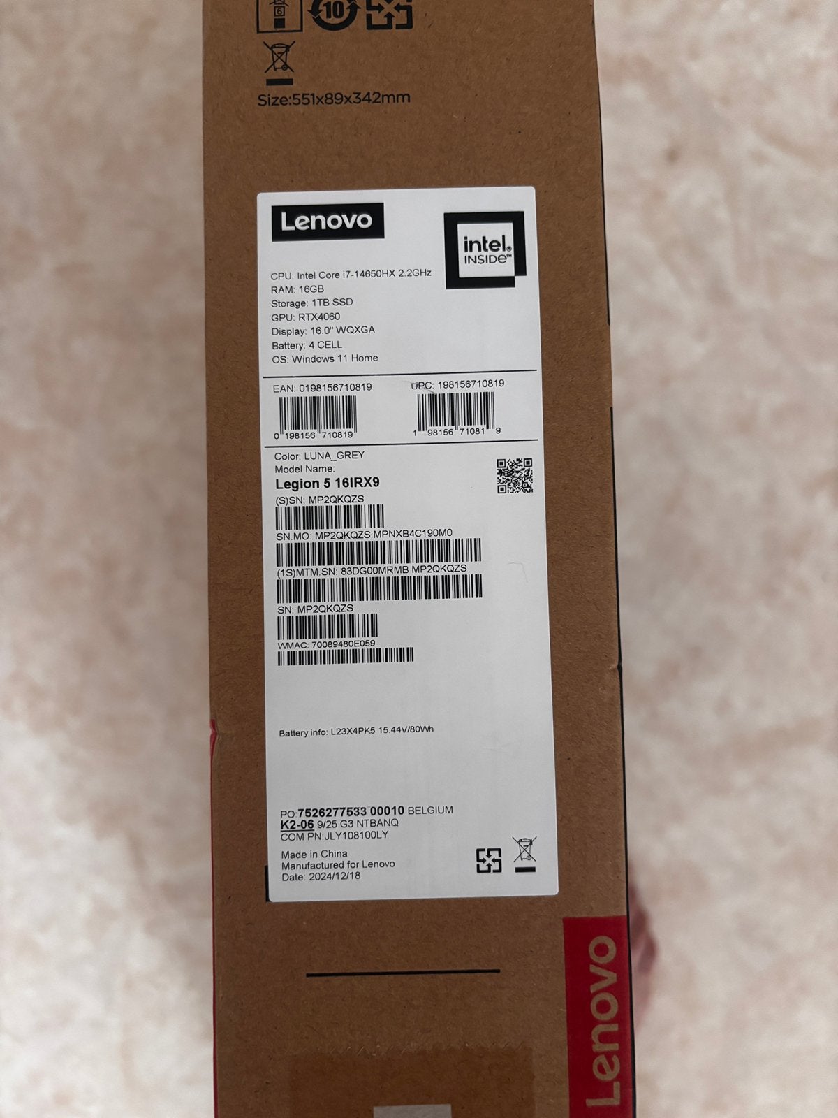 Lenovo Legion 5 16IRX9 – RTX 4060 – 16 Go RAM – SSD 1 To, Enlèvement, Neuf