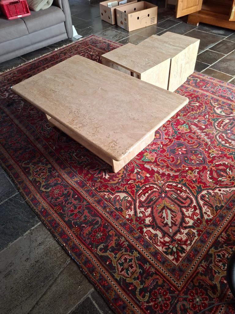 Travertin salontafel en bijzettafel, Ophalen