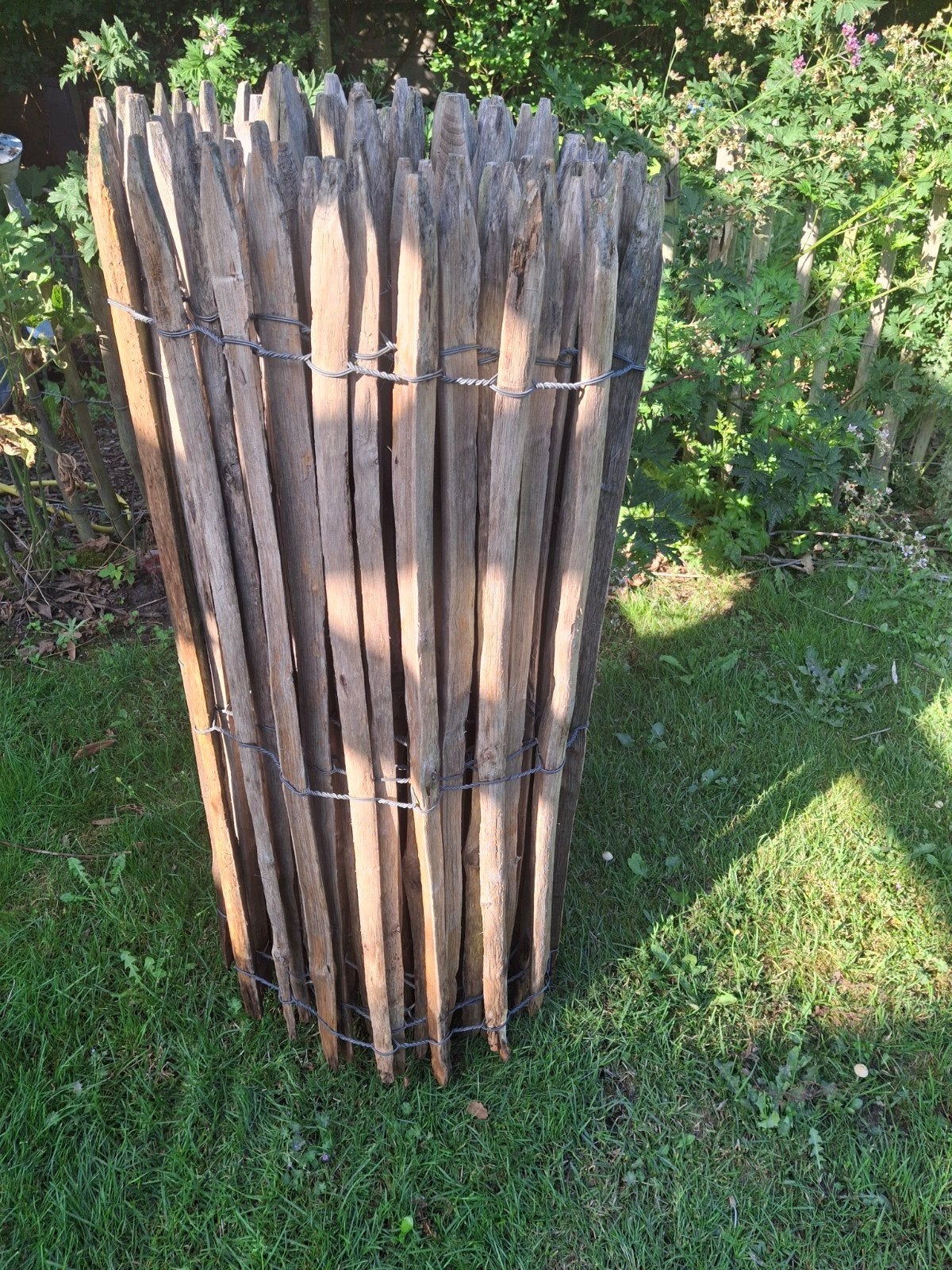 Kastanjehek 120cm hoog, latafstand 5cm, 7 meter lang, Jardin & Terrasse, Clôtures de jardin, Enlèvement, Utilisé, Bois