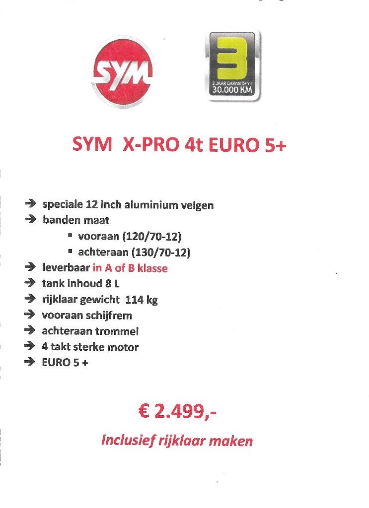SYM X-pro delivery nieuwe scooter A / B klasse 2499€, Vélos & Vélomoteurs, Scooters | SYM, Neuf, Autres modèles, Essence, Enlèvement