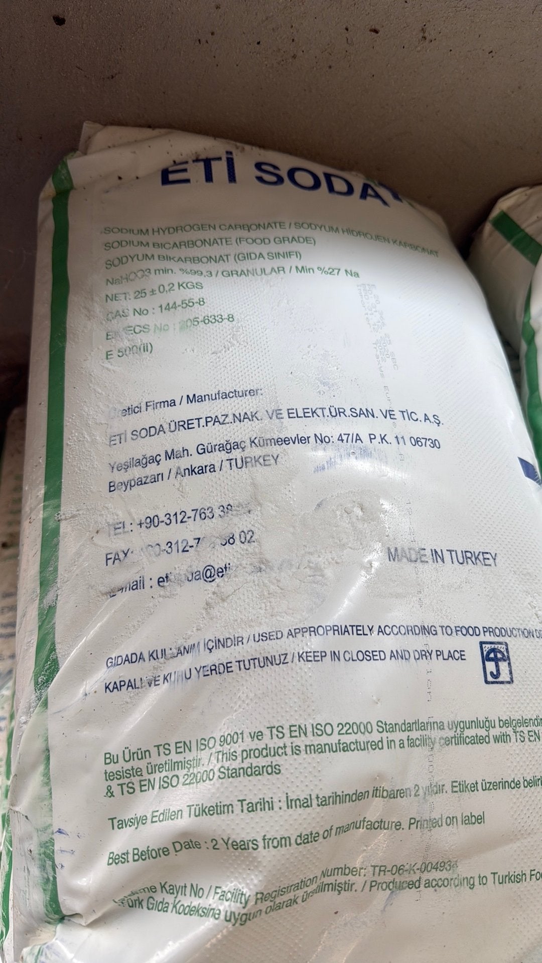 Sodium Bicarbonate ( food grade), Enlèvement, Autres types